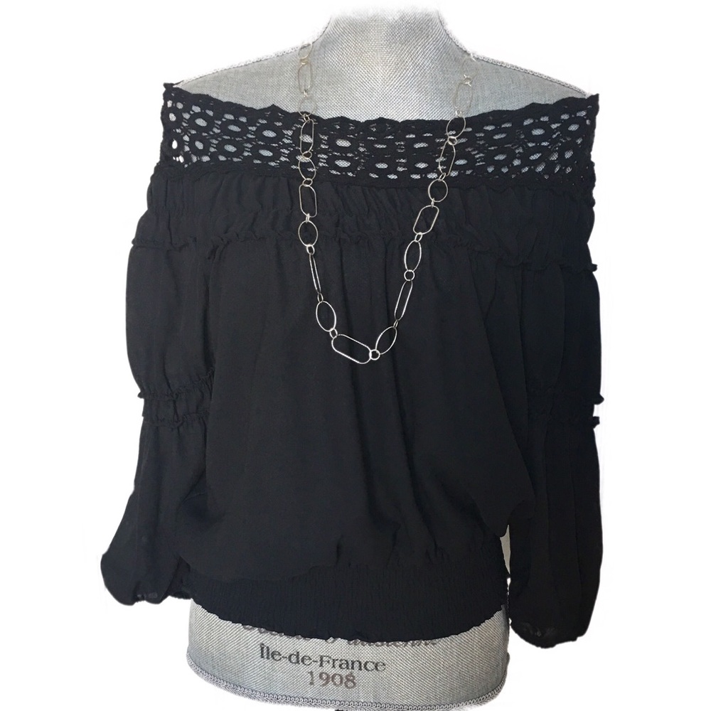 Venus Off Shoulder Blouse, Black, Medium 🔥Sale!